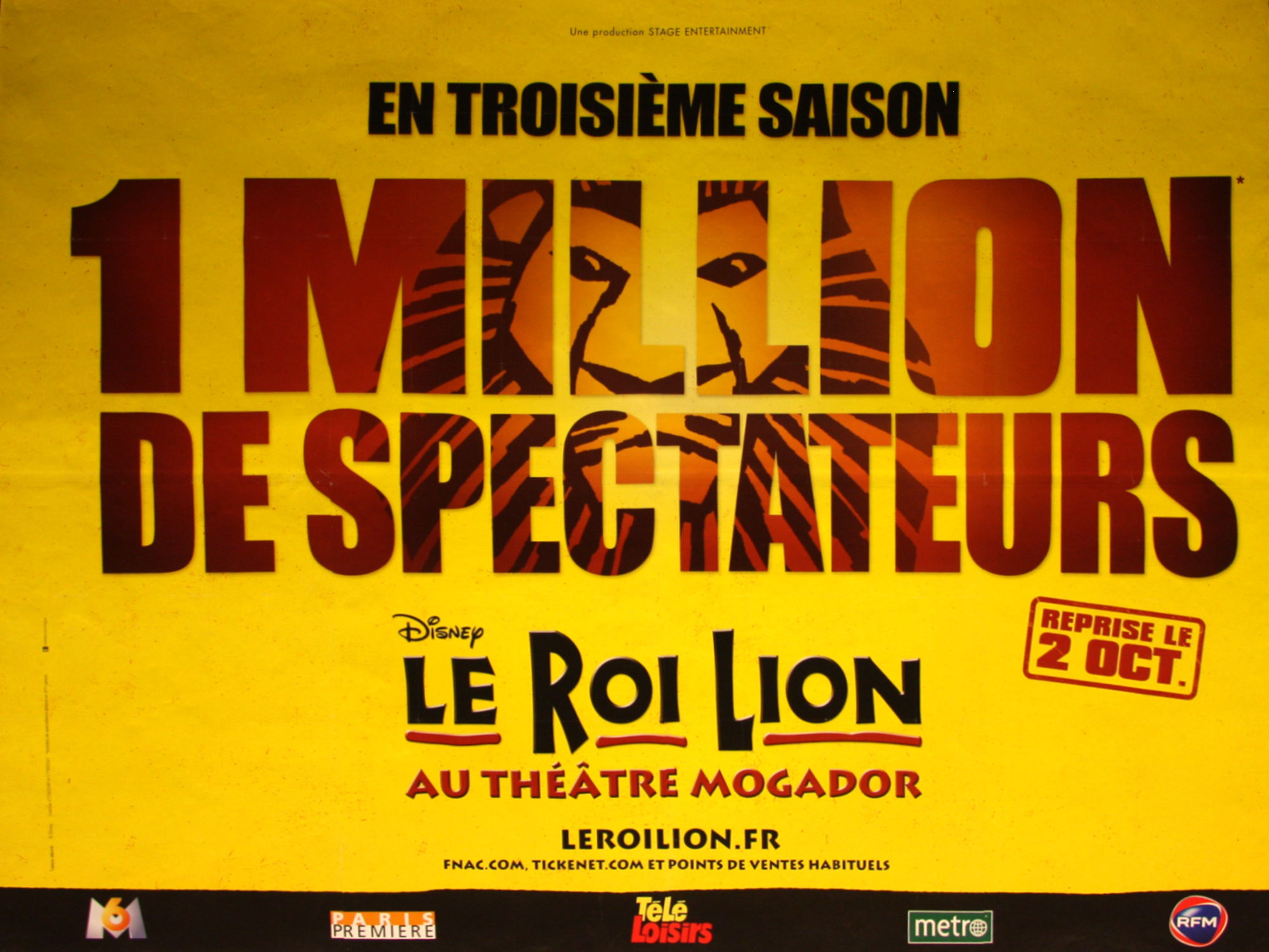 Publicité Le Roi Lion en septembre 2009 pour sa 3e saison
